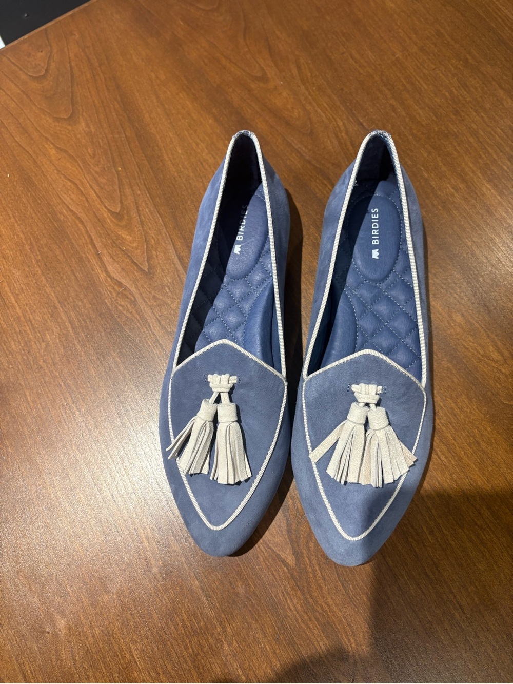 Birdies Heron Flat in Oceano Suede Tassel